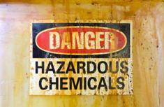 Danger Hazardous Chemicals Sign on a Barrel Danger Hazardous Chemicals Sign on a Barrel