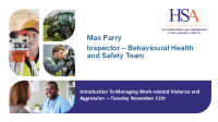Max Parry: Introduction To Managing Work-related Violence and Aggression front page preview
              