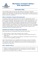 Workplace Transport Safety - Risk Assessment front page preview
              