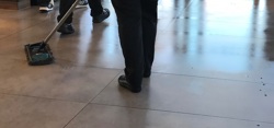 Wet cleaning a non slip floor Wet cleaning a non slip floor