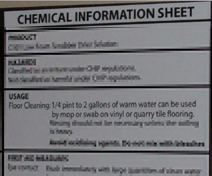 Chemical information sheet Chemical information sheet