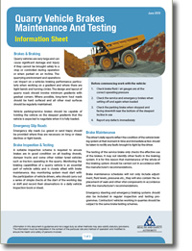 Quarry Vehicle Brakes Maintenance & Testing Info Sheet thumbnail