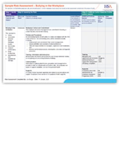 Sample Risk Assessment Bullying)
