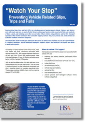 Watch Your Step - Preventing Vehicle Related Slips, Trips and Falls Information Sheet thumbnail