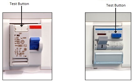RCD with test button noted RCD with test button noted