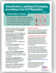 Classification, Labelling & Packaging according to the CLP Regulation - Information Sheet thumbnail